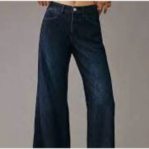 Pilcro and the Letterpress Women's Blue Denim Wide Leg Gwen Pants 33 T long